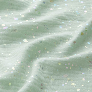 Musselina/ Tecido plissado duplo Confete Estampado prateado – verde pastel, 