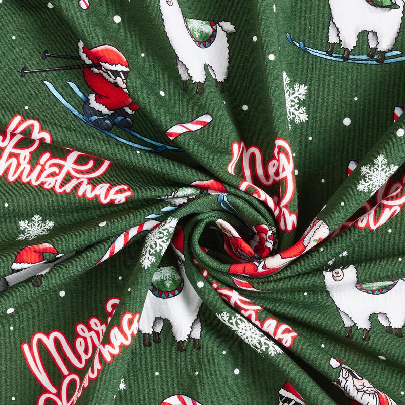 French Terry Sweat de verão Pai Natal e lama | Glitzerpüppi – verde pinheiro/cor de malagueta,  image number 3