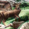 Painel decorativo Gobelina Veado e cabana de montanha – castanho/verde,  thumbnail number 2