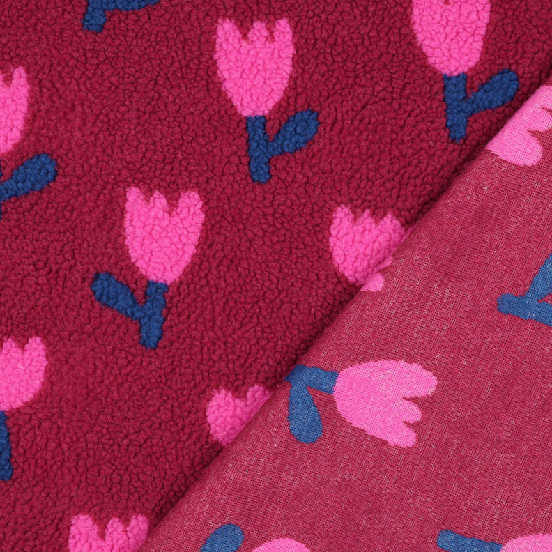 Tecido de pelúcia Teddy Túlipas | Poppy Fabrics – carmin,  image number 4
