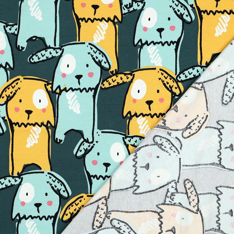 Jersey de algodão Cães de orelhas caídas | Poppy Fabrics – verde escuro,  image number 4