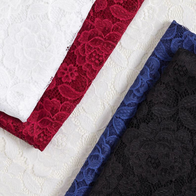 Renda elástica Flores e folhas – vermelho escuro,  image number 6