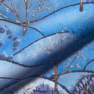 Tecido para decoração Meio linho Panamá Impressão digital Paisagem de inverno – azul claro, 