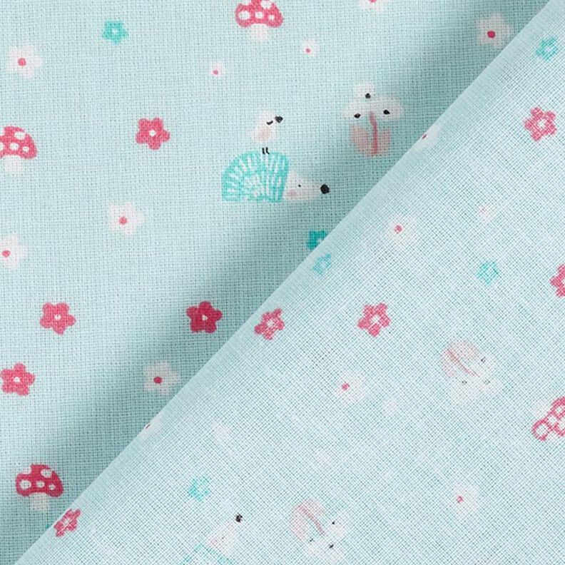 Popelina Ouriço e cogumelos – azul bebé,  image number 4