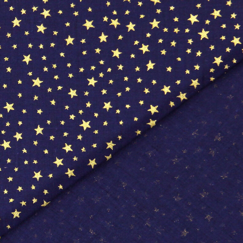 Tecido de algodão Cretone Céu estrelado natalício, pequeno – azul-marinho/dourado,  image number 3