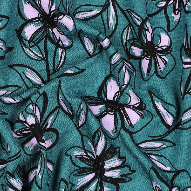 Jersey Romanit Flores – azul petróleo/lilás,  image number 2