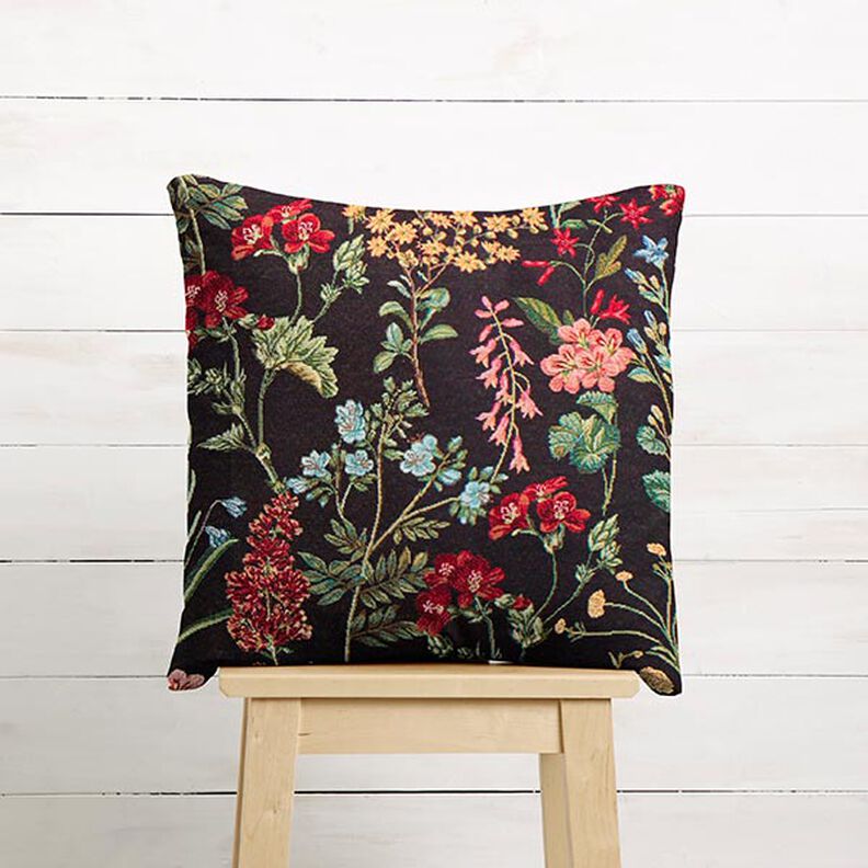 Tecido para decoração Gobelina Prado de flores – preto,  image number 8