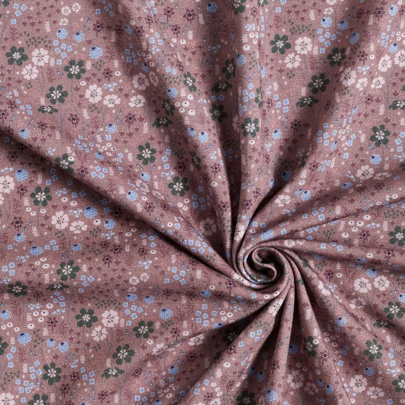 Jersey de algodão Prado de flores na floresta Impressão Digital – rosa-velho escuro,  image number 3