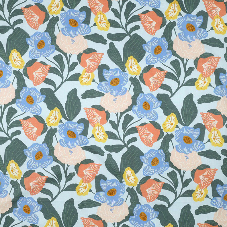 Voile de algodão Flores exuberantes | Nerida Hansen – azul bebé,  image number 1