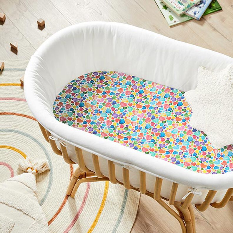 Cetim de algodão Corações coloridos,  image number 6