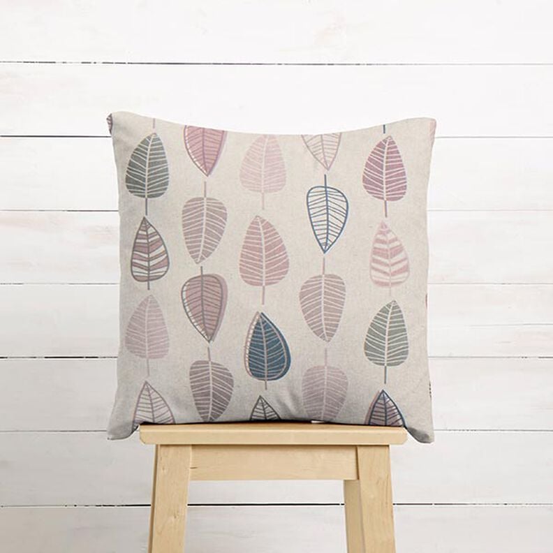 Tecido para decoração Meio linho Panamá Folhas Retro – rosa-velho claro/natural,  image number 7