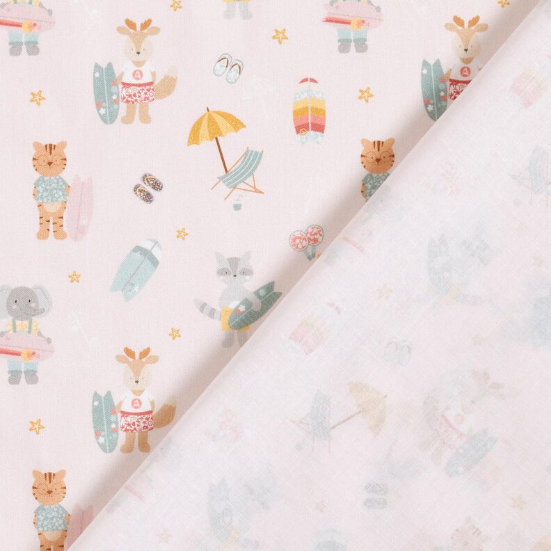 Popelina de algodão Bio Animais surfistas – rosé,  image number 4