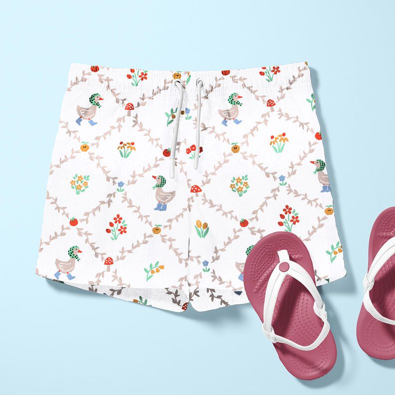 Popelina de algodão Casa de campo Gansos – marfim/bege escuro,  image number 6