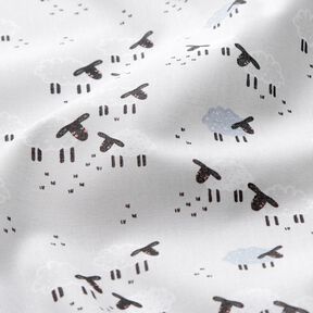 Popelina de algodão Ovelhas no prado – cinzento claro, 