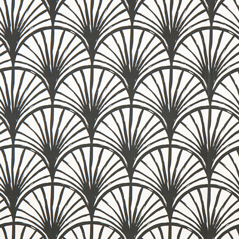 Tecido para decoração Meio linho Panamá Leques abstratos – marfim/preto,  image number 1