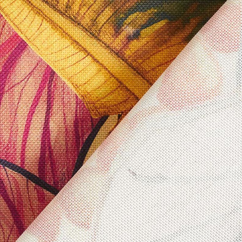 Tecido para exteriores Lona Folhas exóticas – carmin/roxo,  image number 4