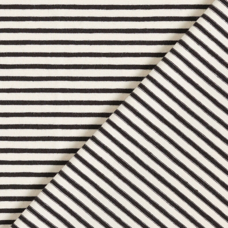 Jersey de algodão Riscas estreitas – creme/preto,  image number 4