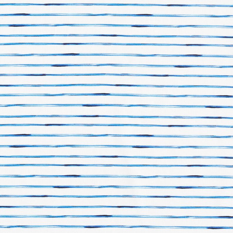Jersey de algodão Riscas em aguarela Impressão Digital – marfim/azul real,  image number 1