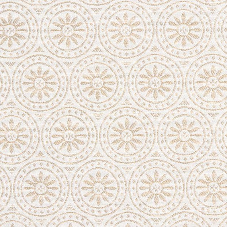 Tecido para exteriores jacquard Ornamentos círculos – beige/branco sujo,  image number 1