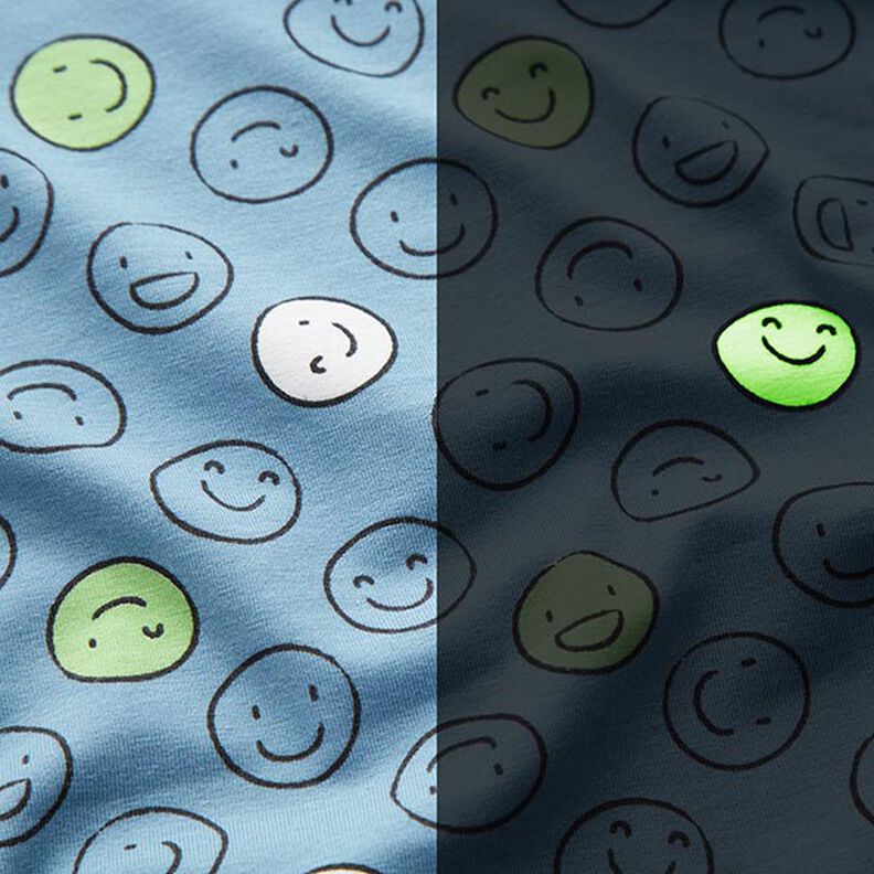 Jersey de algodão Smiley Glow-in-the-dark – azul ganga,  image number 3