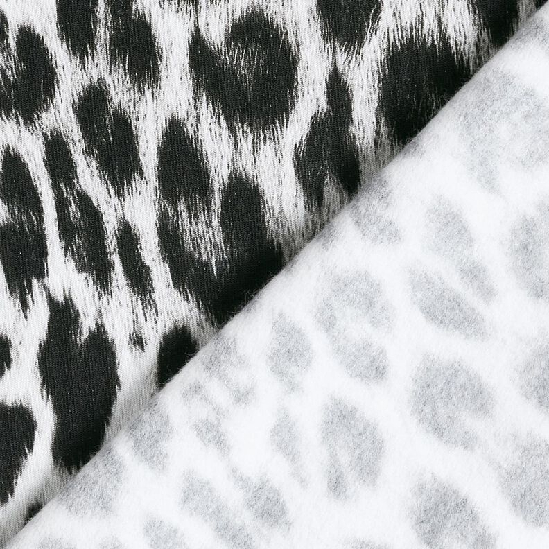 French Terry cardado Leopardo-das-neves Impressão digital – preto/branco,  image number 4