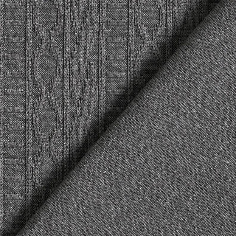 Jacquard Jersey Mistura de algodão Riscas ornamentadas – cinzento escuro,  image number 4