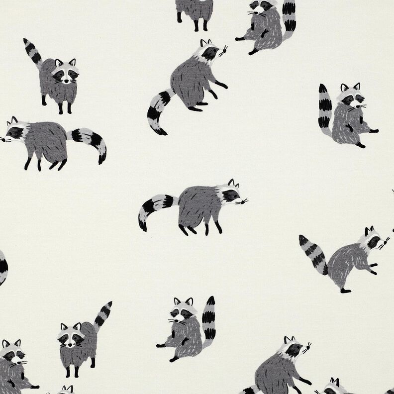 Jersey de algodão Guaxinins Impressão Digital | Poppy Fabrics – branco sujo,  image number 1