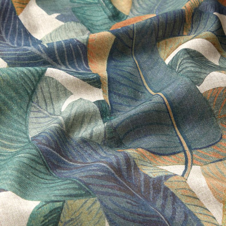 Tecido para decoração Meio linho Panamá Folhas de bananeira – cinza claro/taupe claro,  image number 2