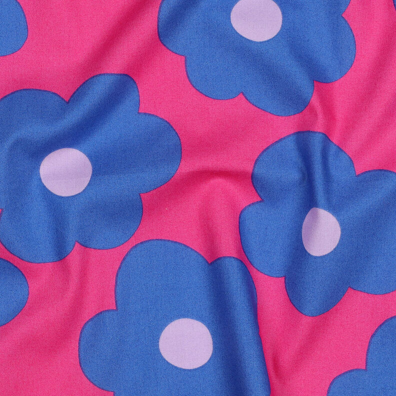 Popelina de algodão Big Flower | Nerida Hansen – rosa intenso/azul ganga,  image number 2
