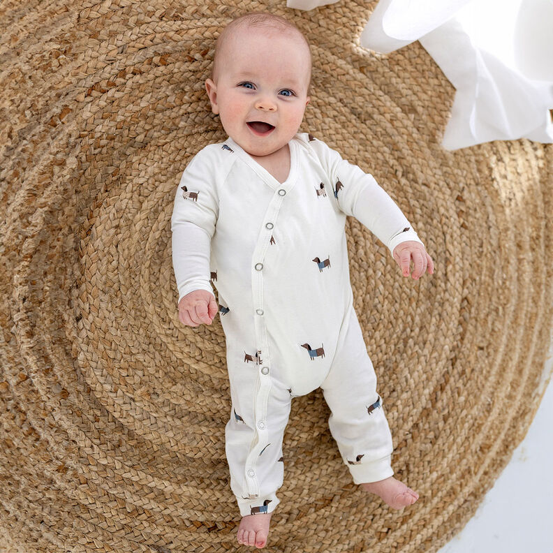 Jersey de algodão Cães salsicha felizes – marfim,  image number 6