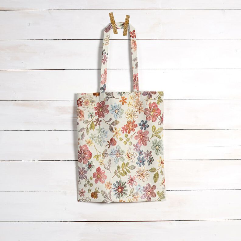 Tecido para decoração Gobelina Flores coloridas – bege claro/rosé,  image number 6