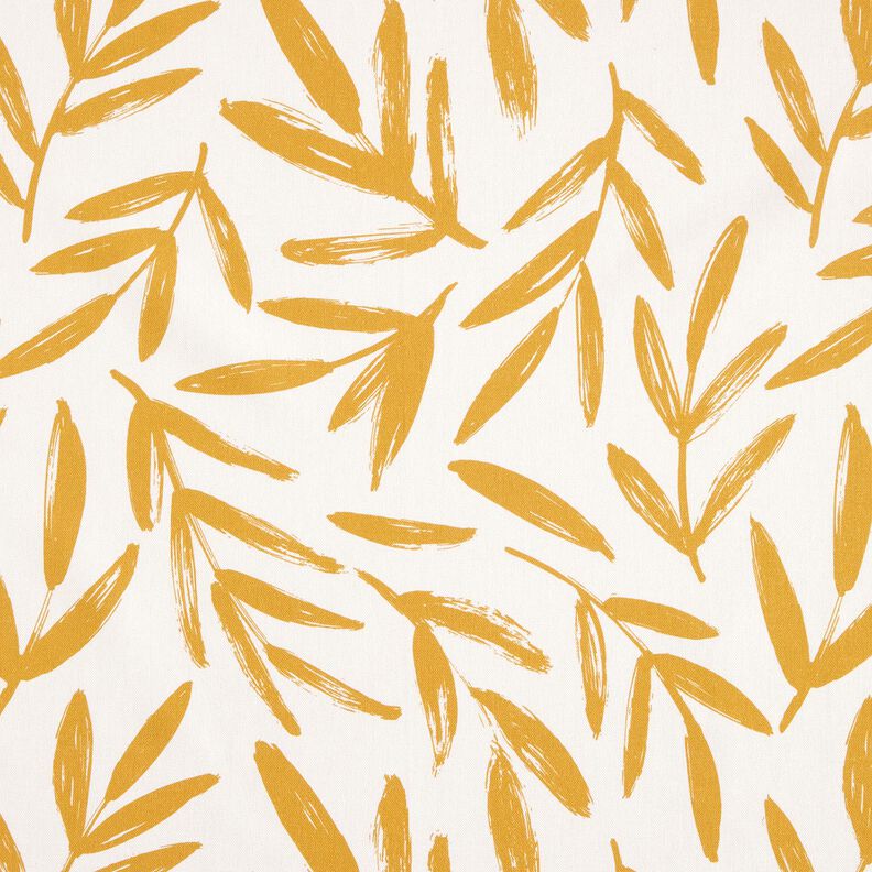 Tecido para decora&ccedil;&atilde;o Meio linho Panam&aacute; Folhas minimalistas &ndash; mostarda/natural,  image number 1
