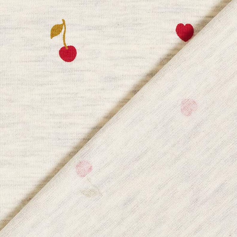 Jersey de algodão Cerejas e corações – natural/cinzento claro,  image number 4