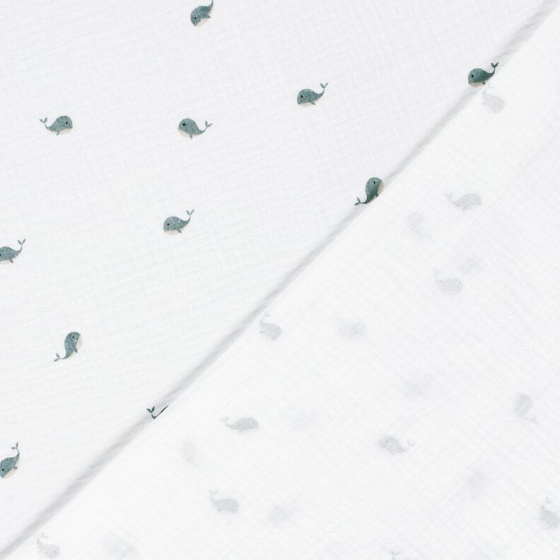 Musselina/ Tecido plissado duplo Pequenas baleias – marfim/cinza claro,  image number 4