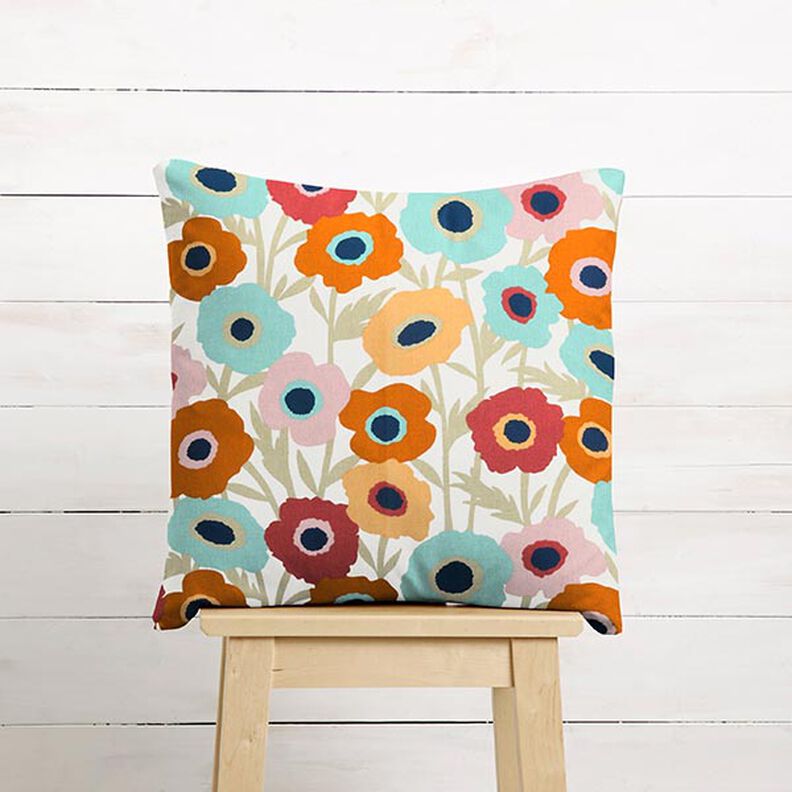 Tecido de algodão Cretone Flores pintadas – eucalipto/branco,  image number 6