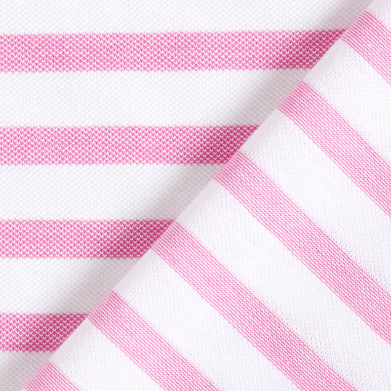 Jersey em tecido piqué às riscas – branco/pink,  image number 4