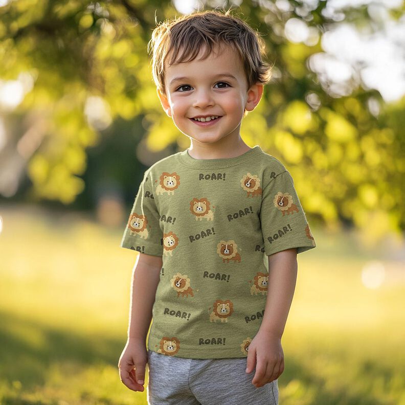 Jersey de algodão Leão | Poppy Fabrics – pistáchio/castanho-avermelhado,  image number 5