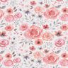Jersey de algodão Rosas em aguarela – branco/rosa,  thumbnail number 1