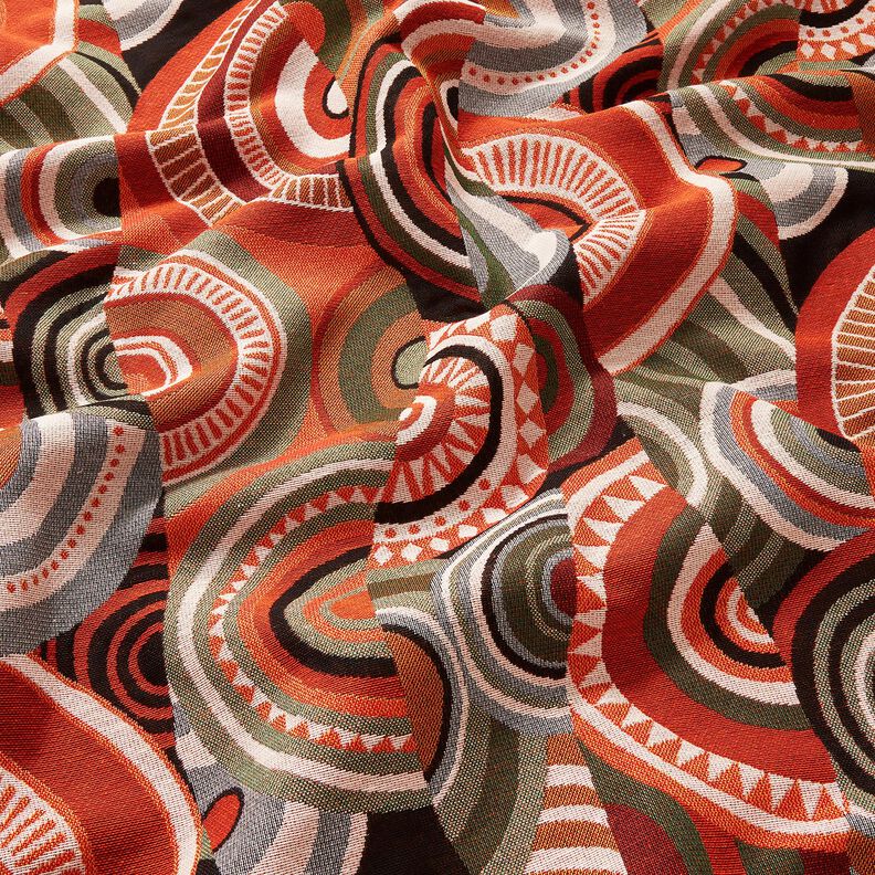 Tecido para decoração Gobelina Semicírculos abstratos – terracota/verde,  image number 2