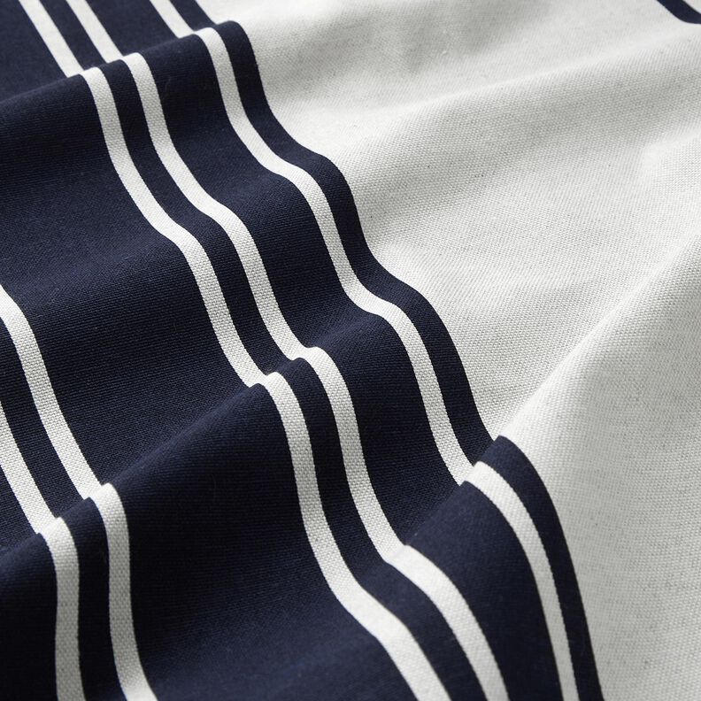 Tecido para decoração Panamá Riscas grossas – preto azulado/cinzento-névoa,  image number 2