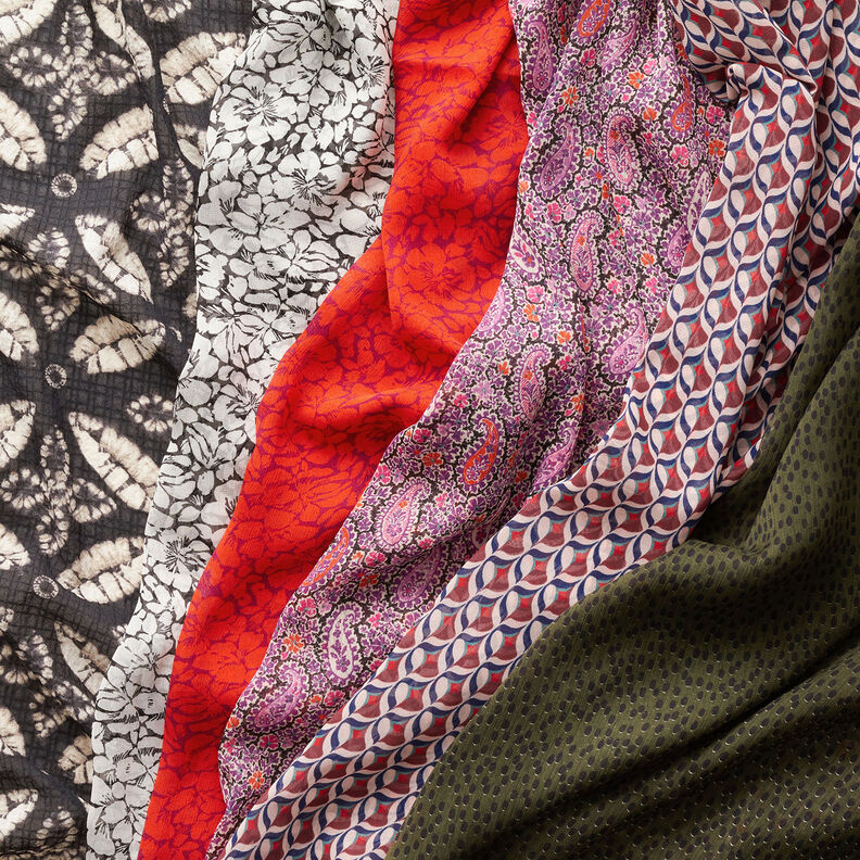 Crepe Chiffon Estampado de folhas – preto/bege,  image number 6