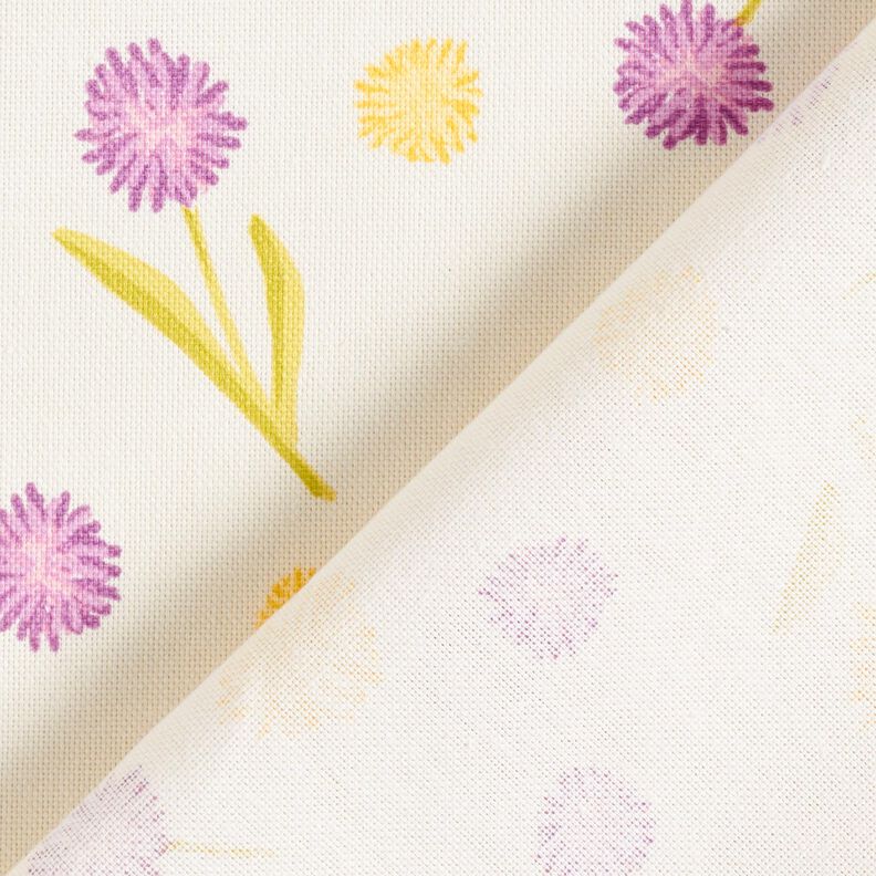 Tecido para decoração Meio linho Panamá Pequenas flores de primavera – branco sujo/amarelo-baunilha,  image number 4