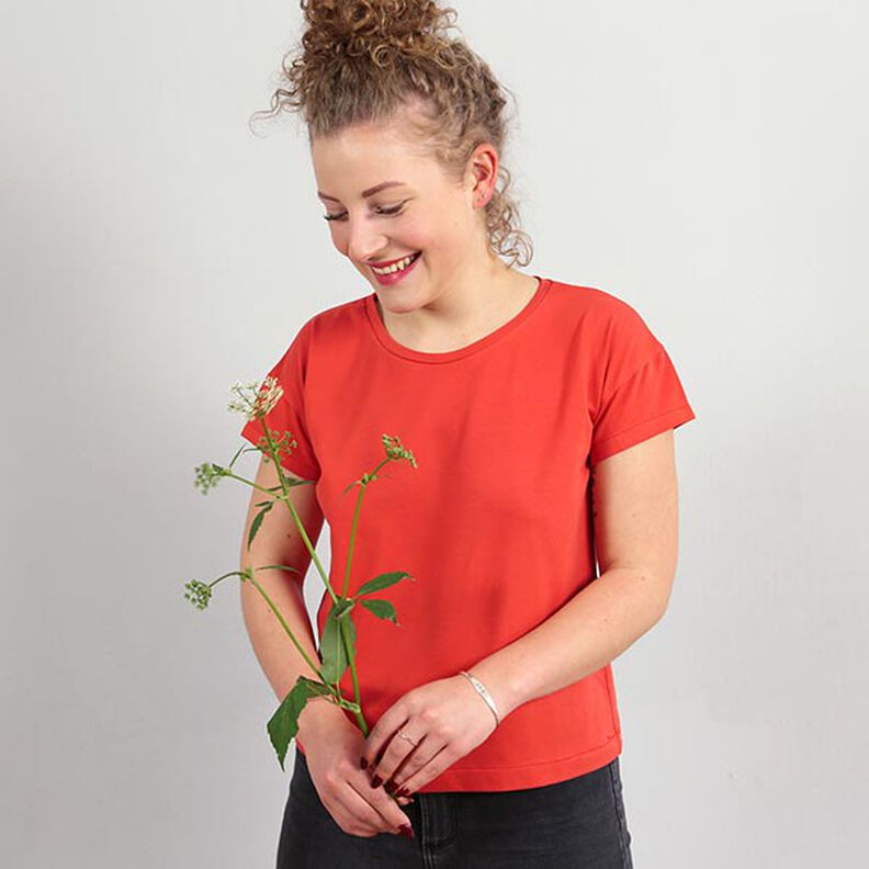 FRAU TINA – Camisa básica casual com manga curta, Studio Schnittreif | XS - XXL,  image number 4