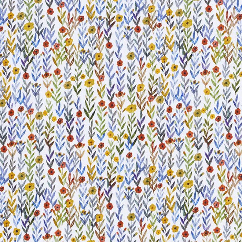Jersey de algodão orgânico Prado de flores Impressão Digital – branco sujo,  image number 1