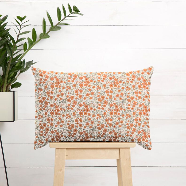 Tecido para decoração Cetim de algodão Mar floral – laranja-pêssego/branco,  image number 7