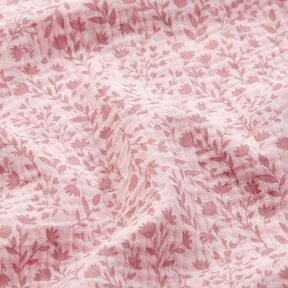 Musselina/ Tecido plissado duplo Gavinha floral bicolor – rosa-velho claro, 