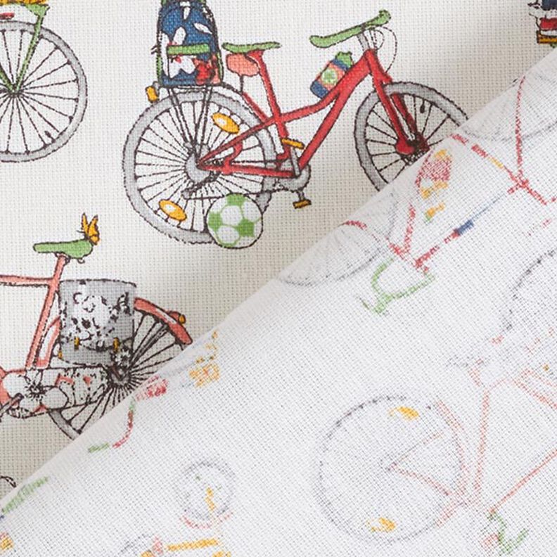 Tecido de algodão Cretone Bicicletas retro – branco sujo,  image number 4