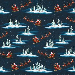 French Terry Sweat de verão O Pai Natal está a chegar | Glitzerpüppi – azul-noite/cor de malagueta, 