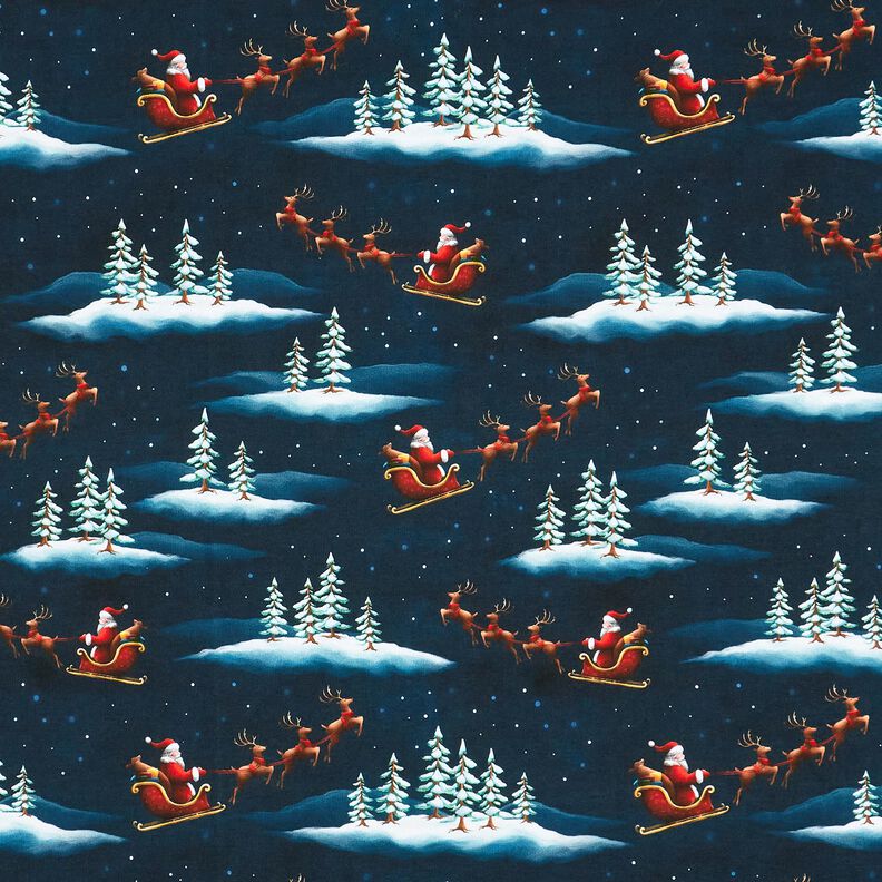 French Terry Sweat de verão O Pai Natal está a chegar | Glitzerpüppi – azul-noite/cor de malagueta,  image number 1