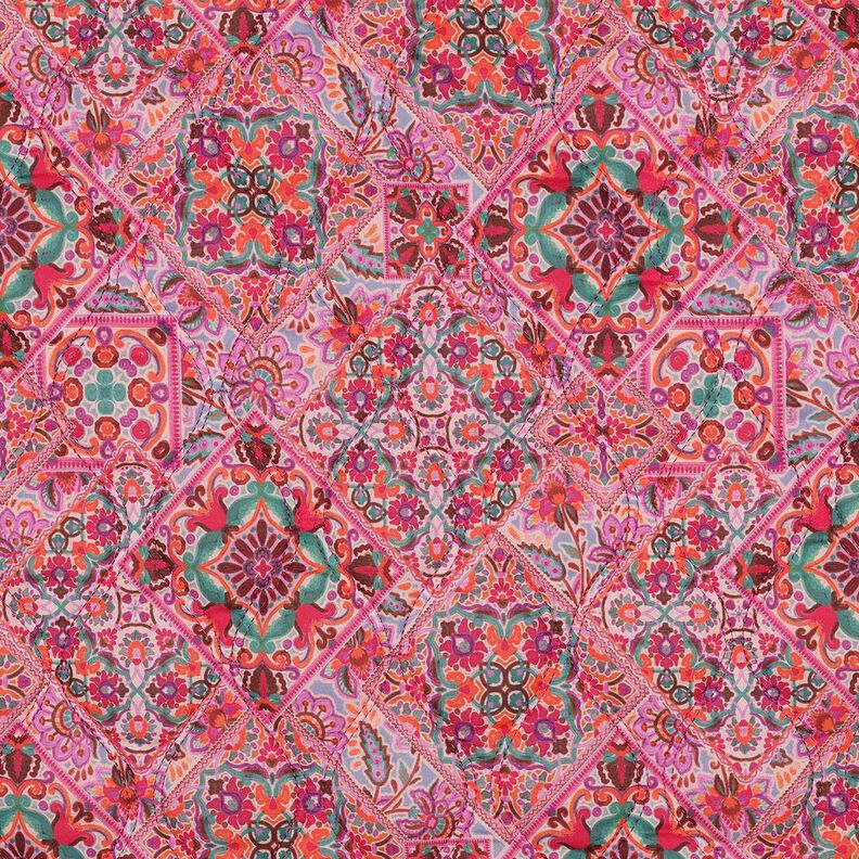 Tecido acolchoado Dupla face Losangos | Poppy Fabrics – rosa intenso/verde pinheiro,  image number 4